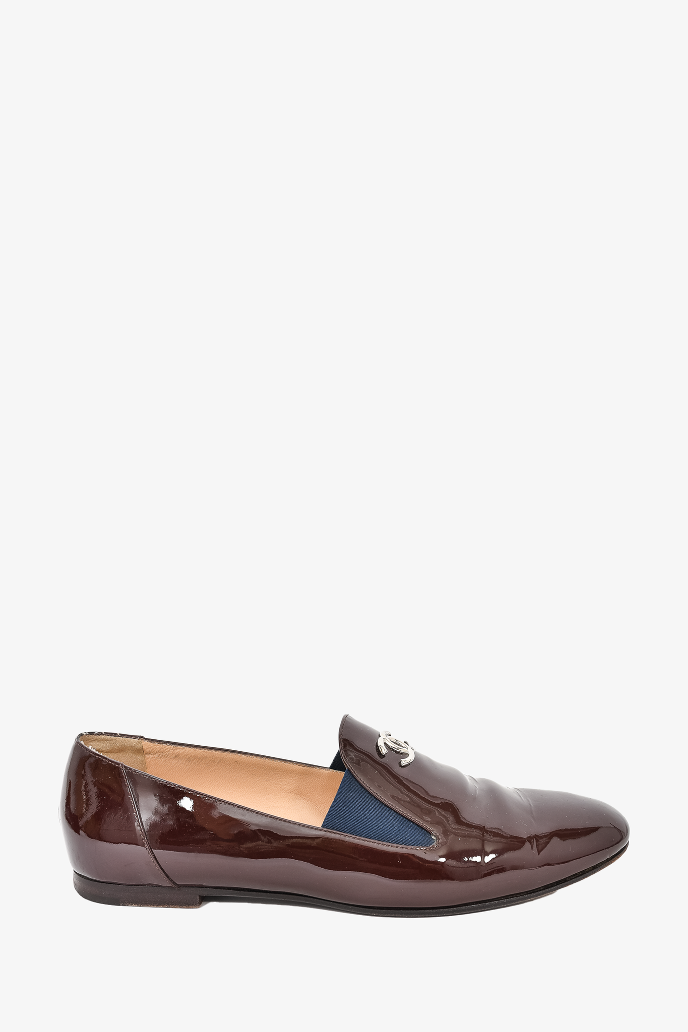 Chanel patent store leather loafers