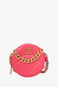 Pre-loved Chanel™ Pink 2021 Quilted Lambskin 19 Round Clutch With Chain
