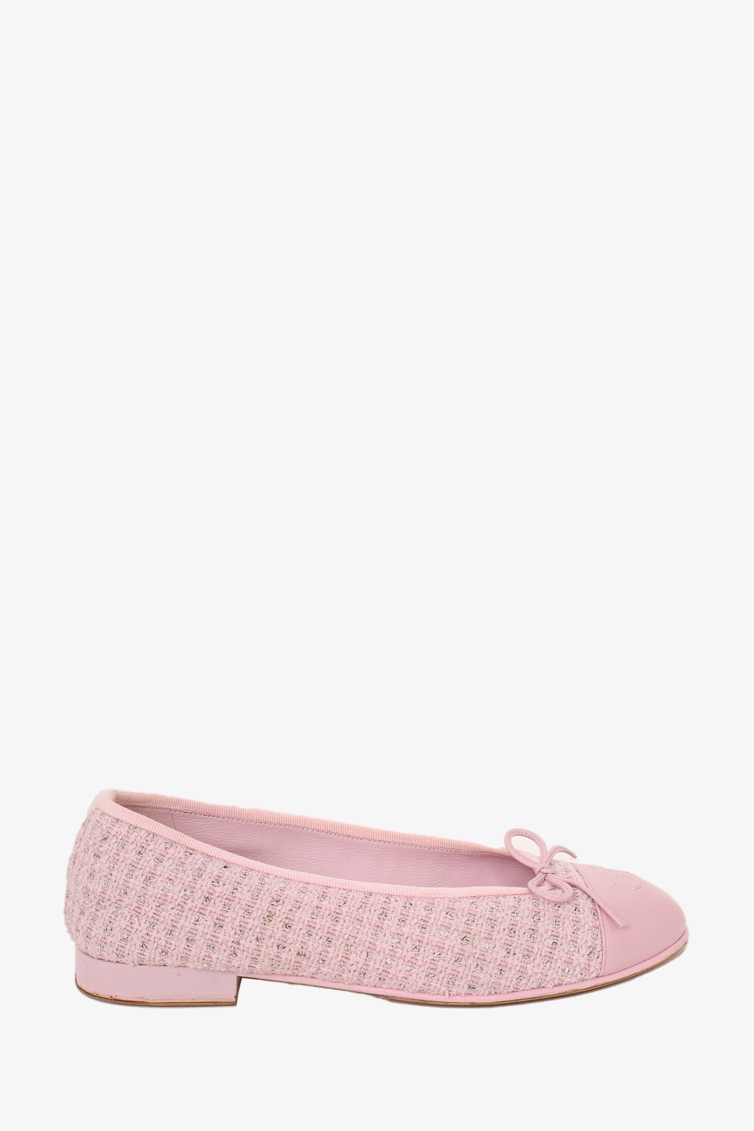 Chanel Pink Tweed Ballerinas Flats Size 37.5 Mine Yours