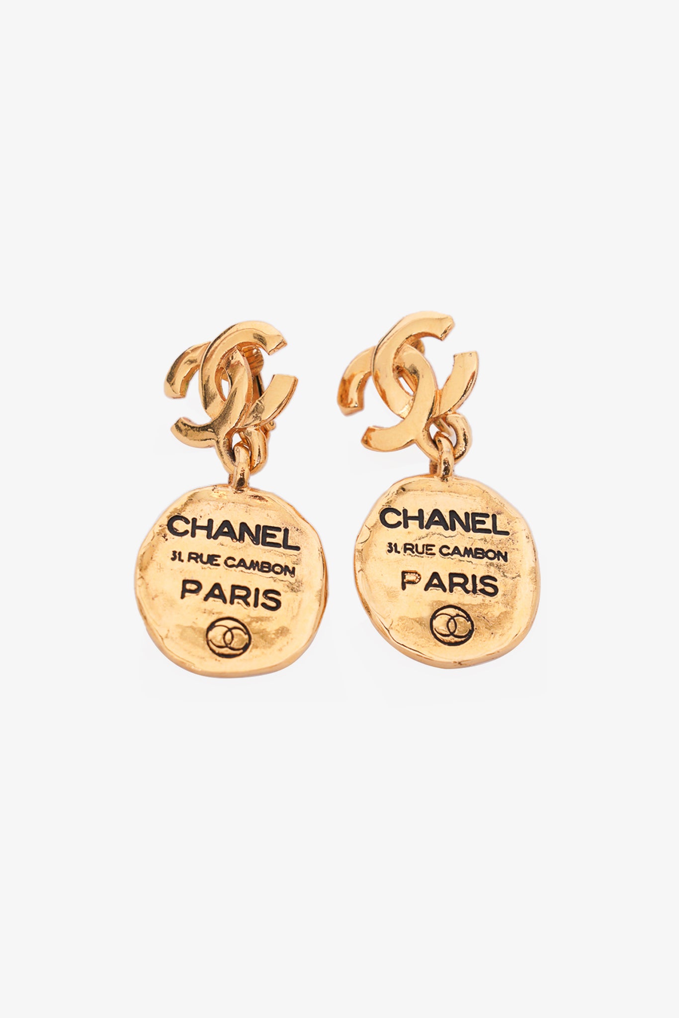 Vintage CHANEL PARIS Logo Letters Rue Cambon Gold Large Buckle 