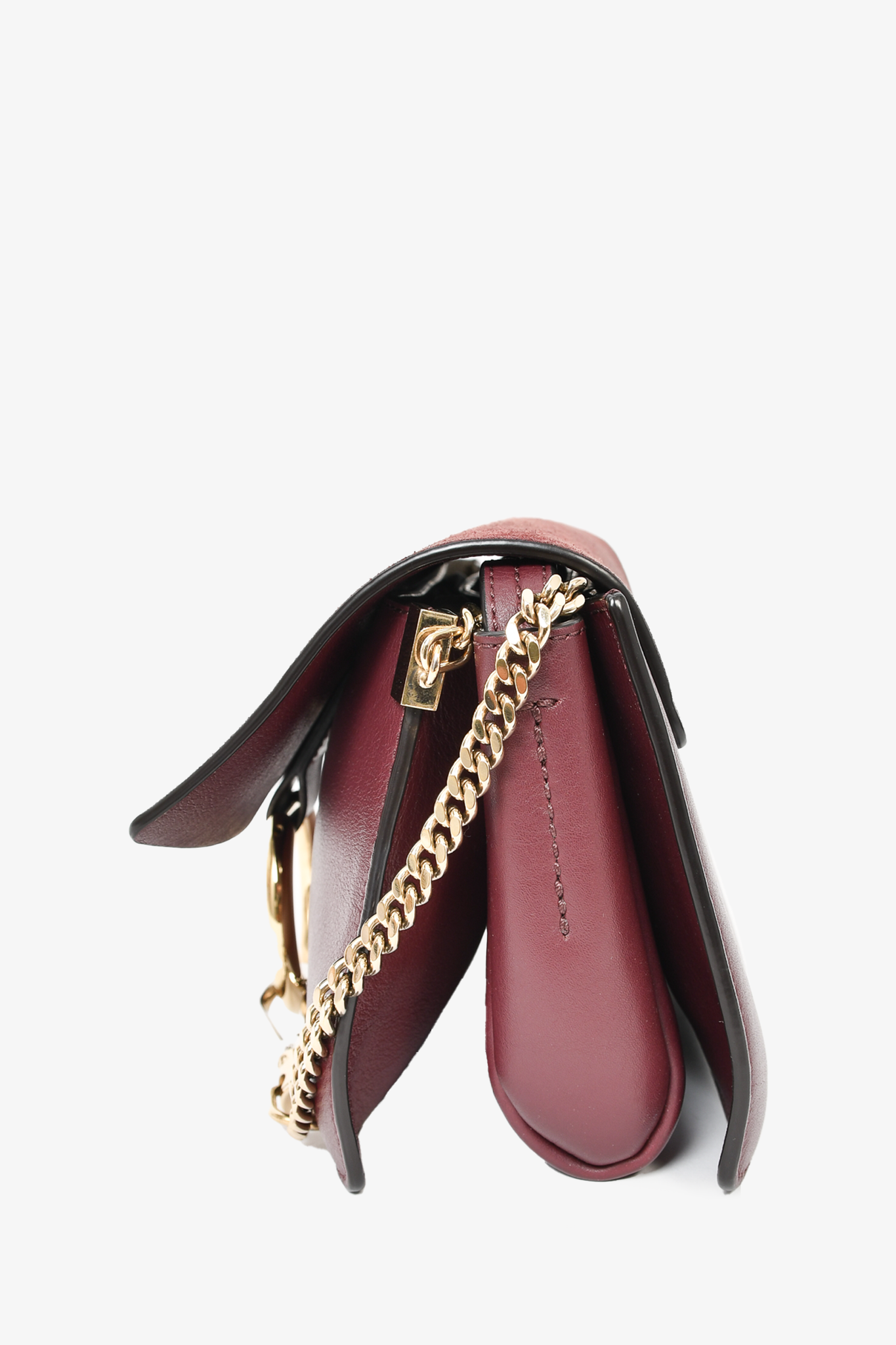 Chloé Burgundy Leather and Suede Mini Faye Crossbody Bag Chloe