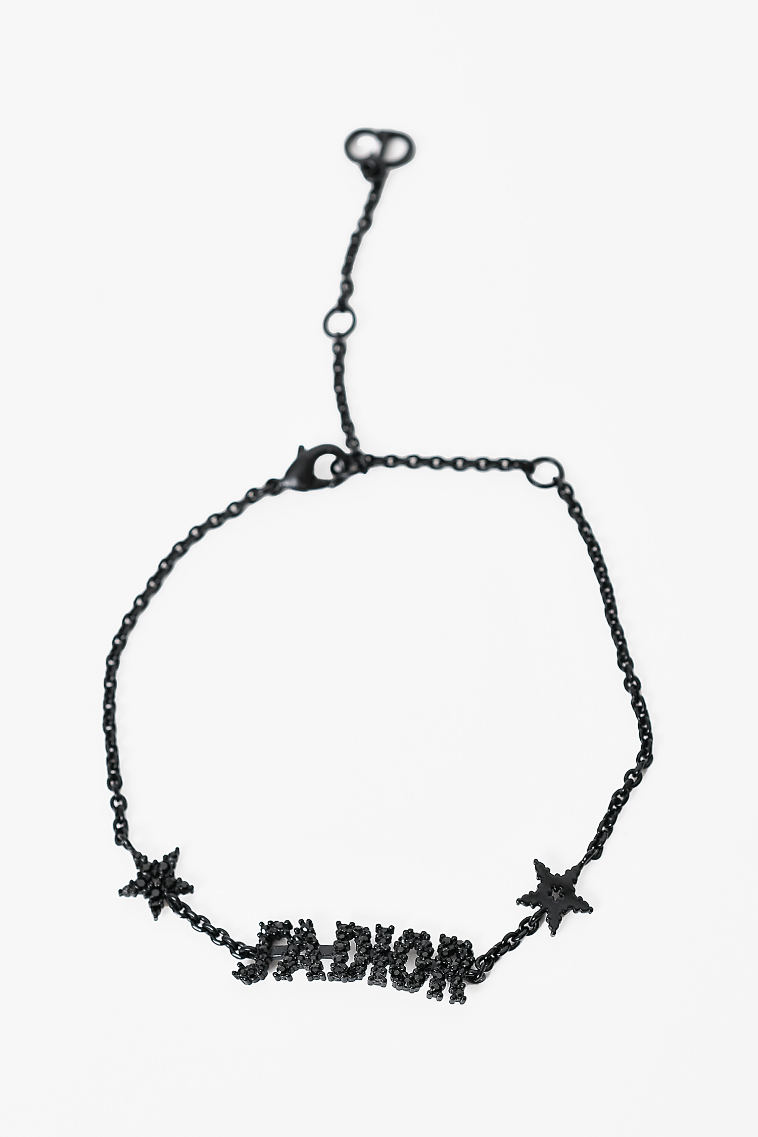 Dior Black Logo Star Charm Bracelet Silvery Metal Nylon Cloth ref306255   Joli Closet