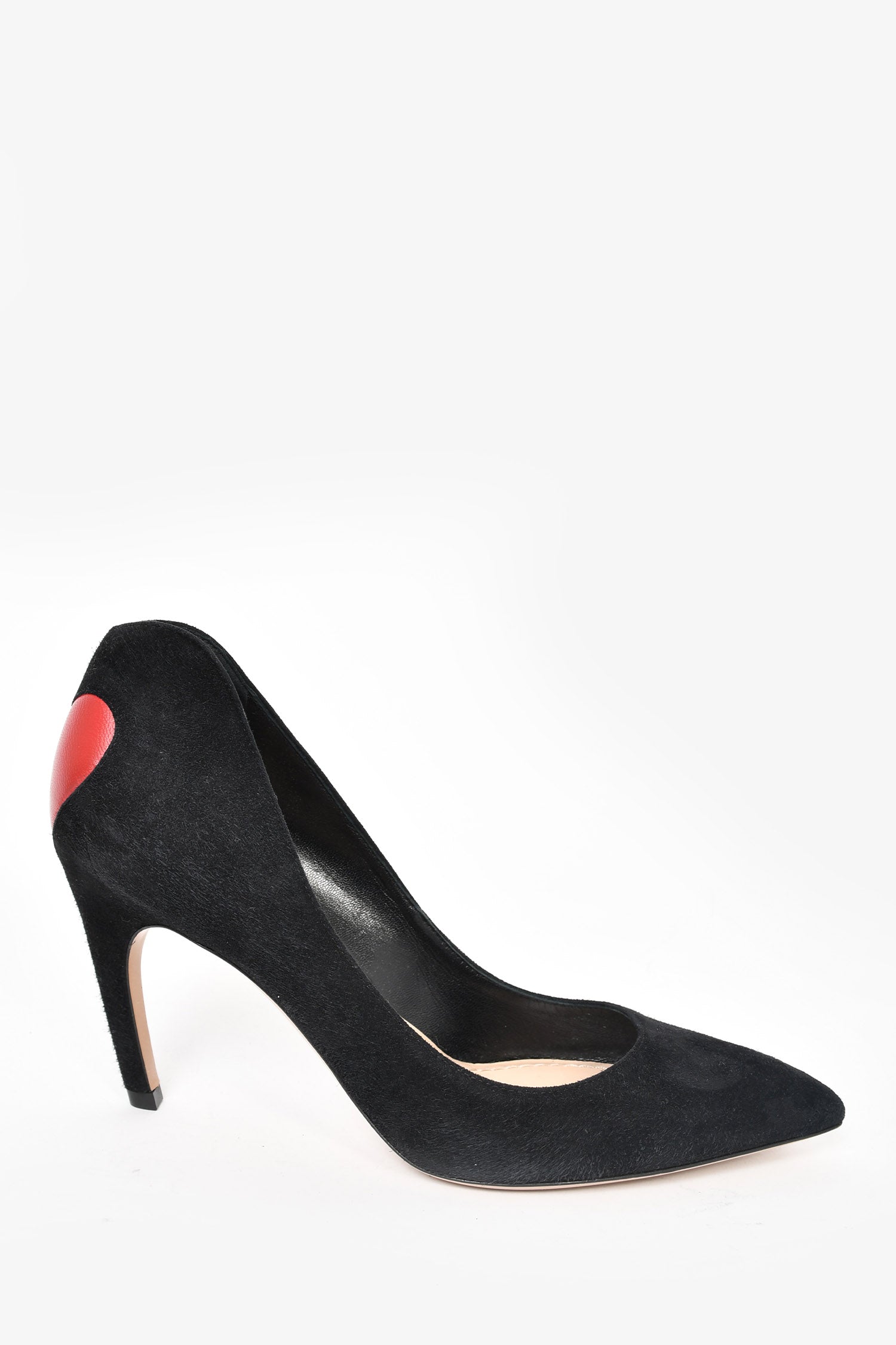 Christian Dior Black Suede/Red Leather Heart Heels sz 37.5 – Mine