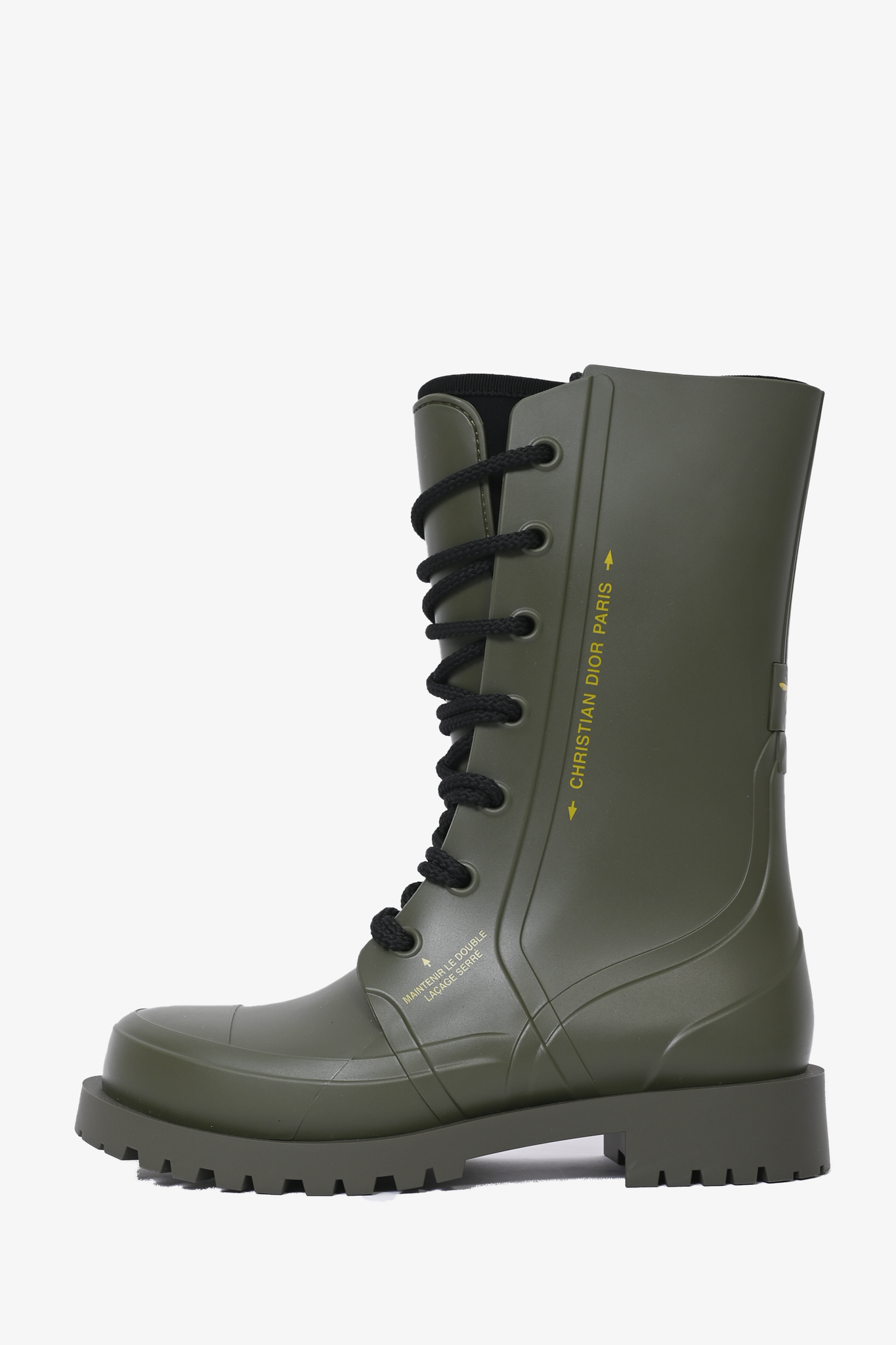 Christian Dior Green Diorcamp Rubber Rain Boots Size 36