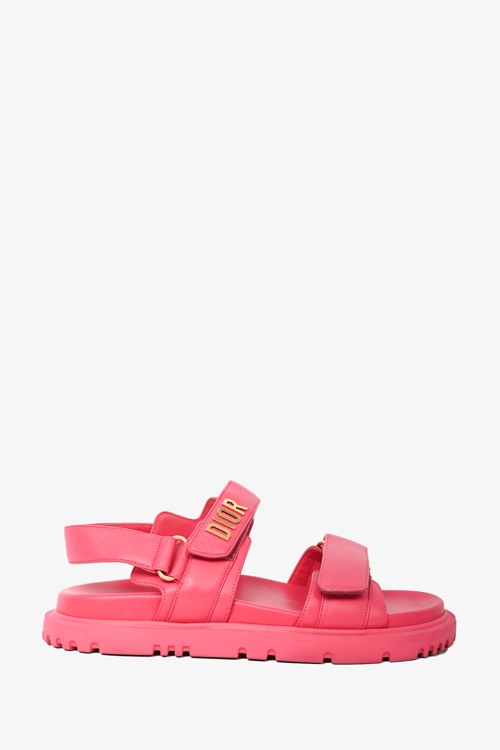 Christian Dior Pink Leather Gold Logo Sandals Size 38 – Mine & Yours