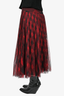 Christisan Dior Red/Black Check Pleated Tuille Skirt Size 4