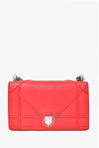 Christian Dior Red Leather Diorama Small Flap Bag