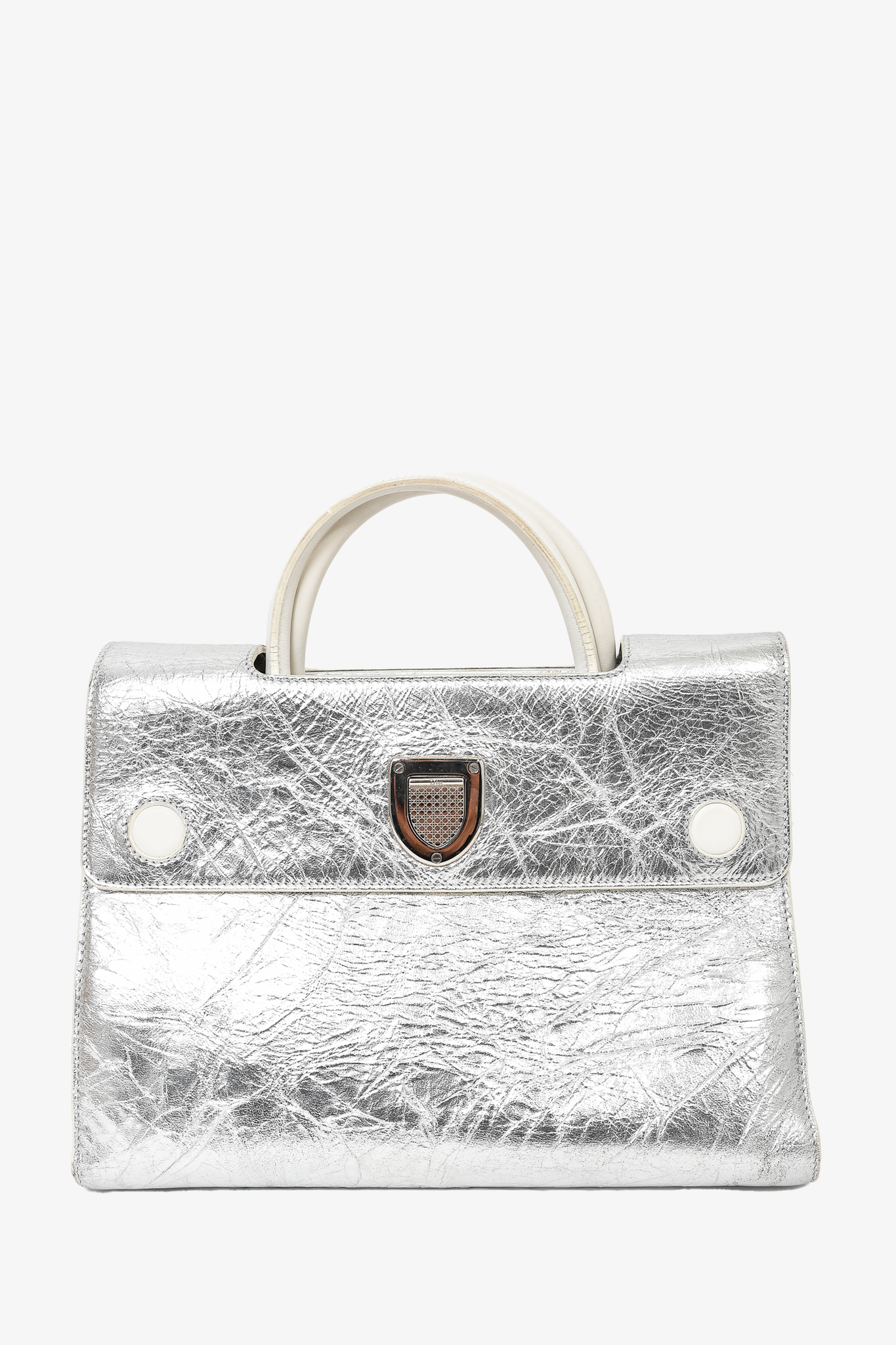 Christian Dior Silver Metallic Medium Diorever Handle Bag