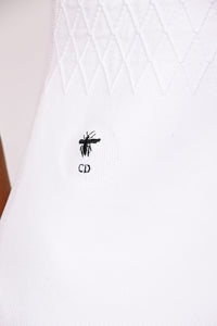 Christian Dior White Quilted Knit Sleeveless Dress w/ Black Embroidered  Logo sz 6 US - Drycleaning Fee Deducted