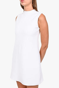 Christian Dior White Quilted Knit Sleeveless Dress w/ Black