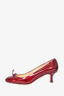 Christian Louboutin Red Patent Leather Round Toe Kitten Heels Size 39.5