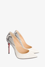 Christian Louboutin White Patent Snakeskin Ombre So Kate Heels Size 35.5