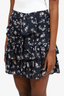 Cinq a Sept Navy Floral Print Ruffled Mini Skirt Size 2