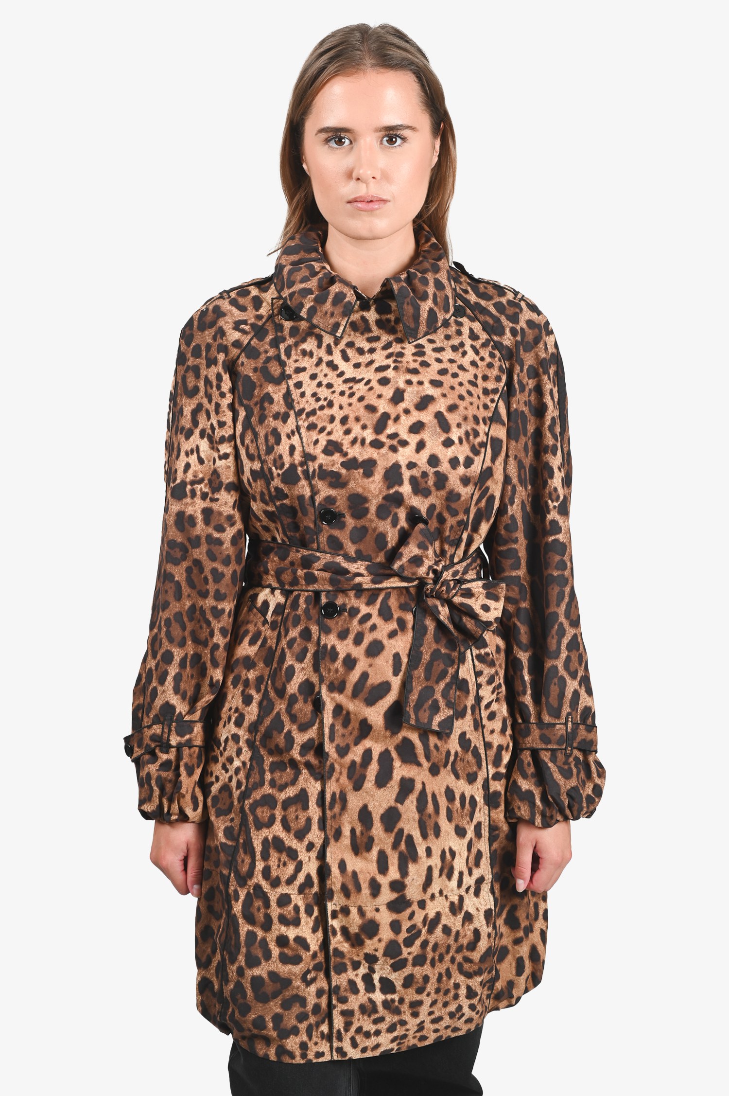 Dolce & Gabbana Leopard-Print Long Trench Coat