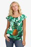 Dolce & Gabbana Green/White Banana Leaf Sequinned Pineapple Top Size 38