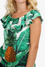 Dolce & Gabbana Green/White Banana Leaf Sequinned Pineapple Top Size 38