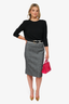 Dolce & Gabbana Grey Wool Midi Skirt Size 44