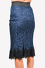 Dolce & Gabbana Navy Blue Floral Lace Midi Skirt Size 42