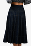 Elisabetta Franchi Denim Cut-Out Flared Midi Skirt Size 40
