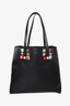 Fendi Black Leather Rainbow Stud Medium Roll Tote