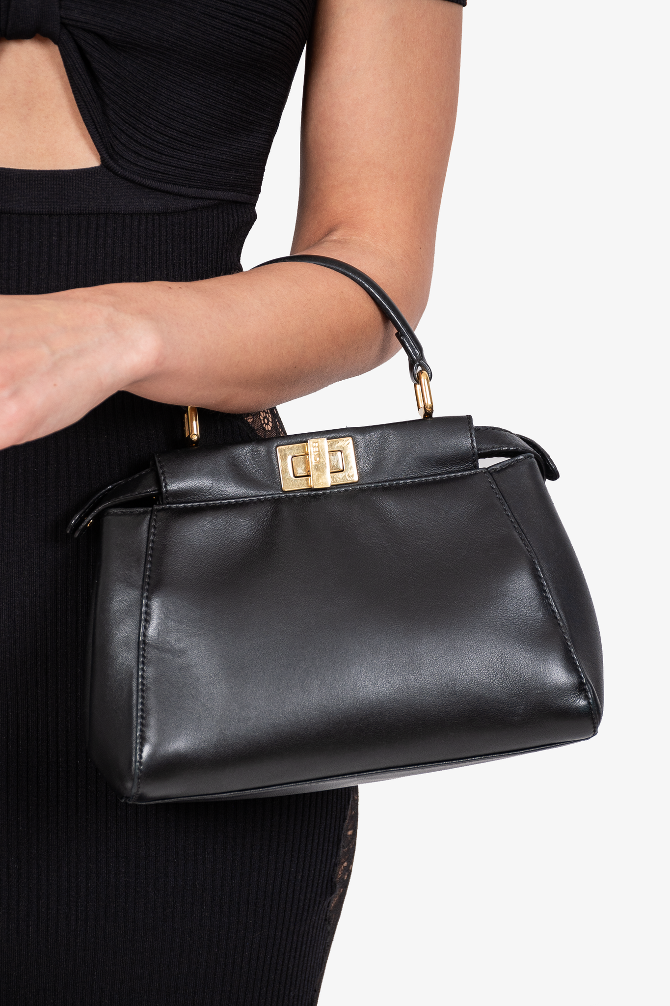 Fendi Black Leather Mini Pochette Bag. Condition: 3. 6 Width x 4, Lot  #58281