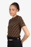 Fendi Brown/Black Short-Sleeve Zucca Sweater Size 38