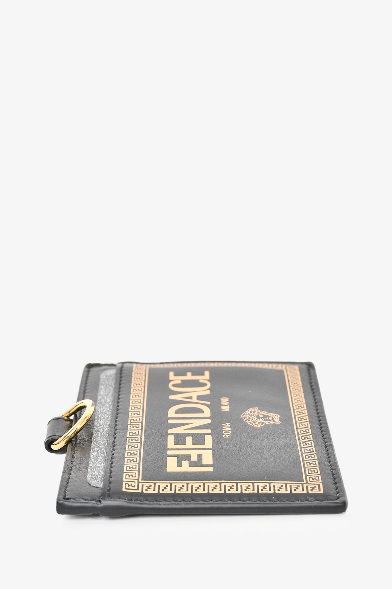 Fendi x Versace Fendace Lanyard Card Holder Printed Leather Black