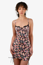 For Love & Lemons Black/Pink Floral Satin Bustier Mini Dress Size XXS