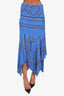 Ganni Blue Patterned Silk Flowy Midi Skirt Size 36