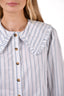 Ganni White/Blue Striped Collared Button-Up Shirt Size 40