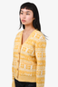 Ganni Yellow/White Wool Patterned Cardigan Size M