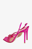 Gianvito Rossi Pink Metallic Jewel 105 Plexi Strap Sandals Size 37.5