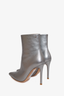 Gianvito Rossi Silver Metallic Leather Ankle Boots Size 40