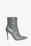 Gianvito Rossi Silver Metallic Leather Ankle Boots Size 37