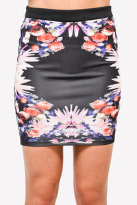 Cotton floral mini outlet skirt