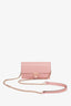 Gucci Pink Grained Leather Dollar Interlocking G Wallet On Chain