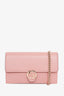 Gucci Pink Grained Leather Dollar Interlocking G Wallet On Chain