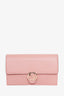 Gucci Pink Grained Leather Dollar Interlocking G Wallet On Chain