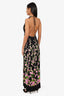 Gucci Black Floral Print Maxi Dress with Pearl Embellished Size 42