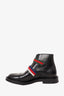 Gucci Black Leather Beyond Web Accent Boots Size 7.5