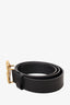 Gucci Black Leather Gold GG Marmont Belt Size 85