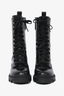 Gucci Black Leather Web Accent Combat Boots Size 35