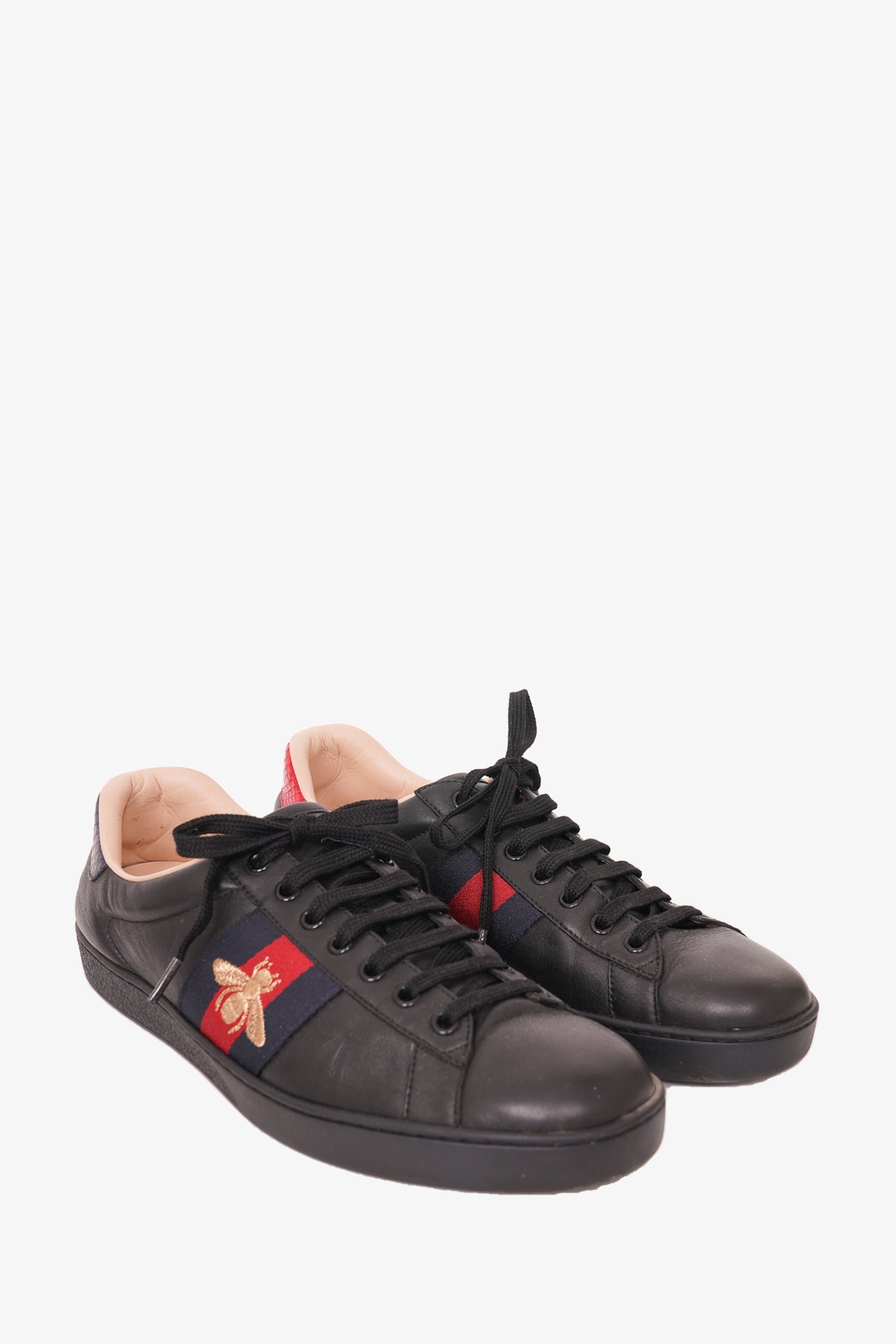 Gucci Black Leather Ace Sneaker with Web Size 8 Mine Yours