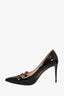 Gucci Black Patent Double Strap Aneta Pointed Toe Heels Size 39.5