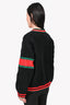 Gucci Black Web Wool Cable Knit Cardigan Size L