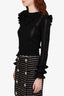 Gucci Black Wool Eyelet Ruffle Sweater Size S