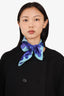 Gucci Blue Silk Floral Print Square Scarf