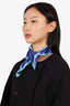 Gucci Blue Silk Floral Print Square Scarf