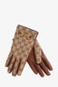 Gucci Brown GG Canvas Horsebit Gloves Size L