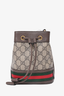 Gucci Brown Leather GG Supreme Ophidia Mini Bucket Bag with Strap